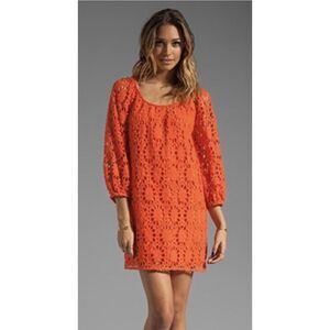 Trina Turk Wakeboard Dress in Bellini Women's Orange Lace Size 0‎